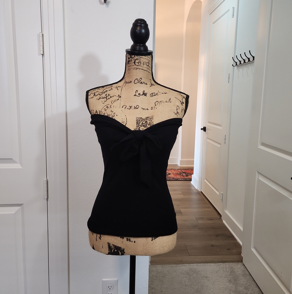 INC International Concepts Black Strapless Knot-Front Camisole